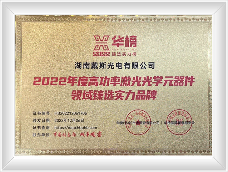 2022年度高功率激光光學(xué)元器件領(lǐng)域臻選實(shí)力品牌